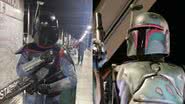 O homem fantasiado, confundido por atirador (esq.), e um cosplay de Boba Fett, o personagem de Star Wars (dir.) - Divulgação/Polícia de Trânsito de Massachusetts e Star Wars/Nicole Love/Creative Commons