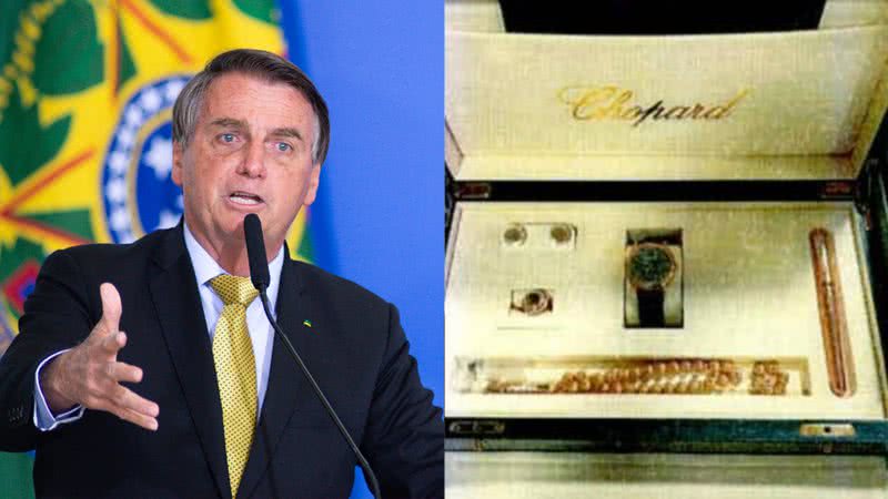 Jair Bolsonaro, ex-presidente do Brasil, e fotografia das joias - Getty Images / Reprodução