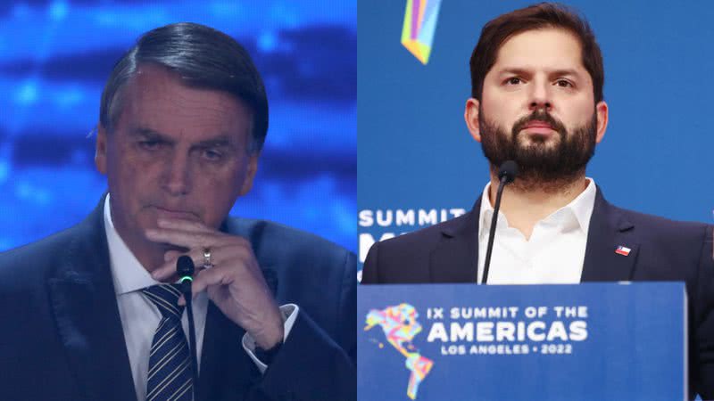 Á esquerda, Jair Bolsonaro e à direita, Gabriel Boric - Getty Images