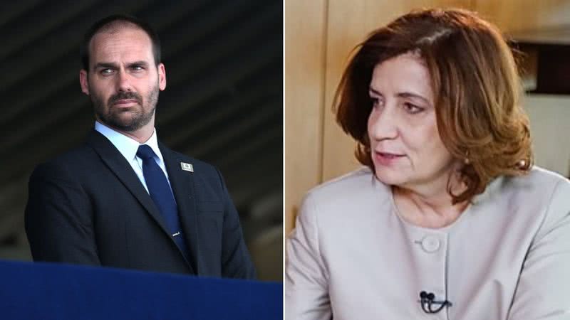 O deputado Eduardo Bolsonaro e a jornalista Miriam Leitão - Getty Images e Wikimedia Commons