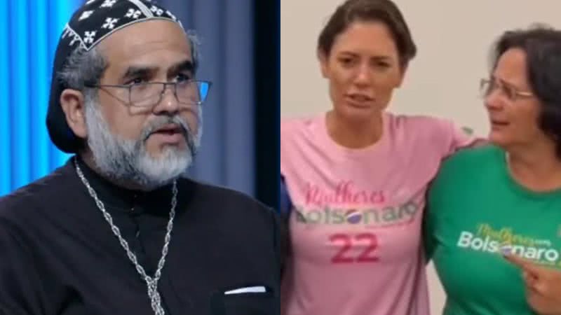 Padre Kelmon e Michelle Bolsonaro em montagem - Reprodução/Vídeo/Redes Sociais