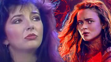 A cantora Kate Bush em montagem com a personagem 'Max' de Stranger Things - Divulgação / Youtube / Hanss1234 e Divulgação/Netflix