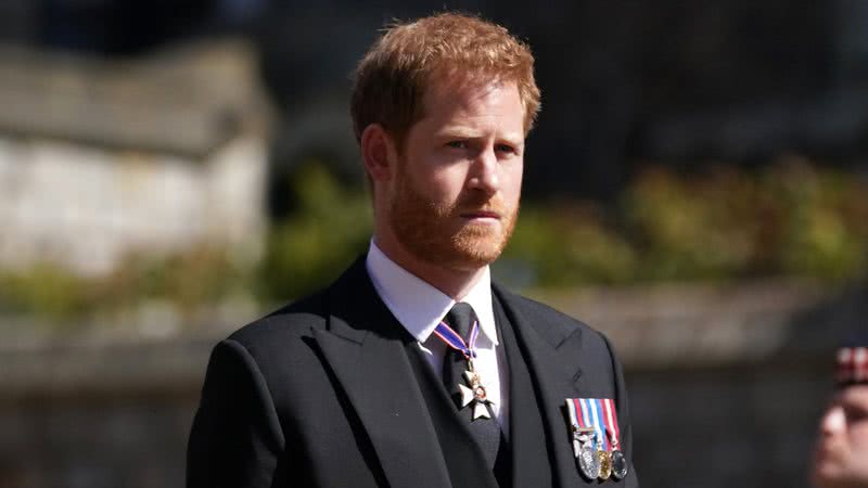 Príncipe Harry no funeral do Príncipe Philip, em abril de 2021 - Getty Images