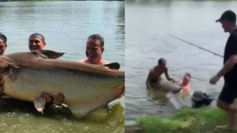 Images da captura do peixe bagre - Reprodução / Vídeo