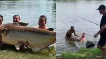 Images da captura do peixe bagre - Reprodução / Vídeo