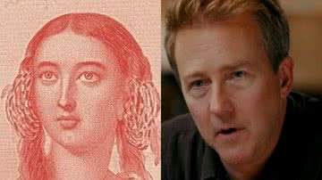 Á esquerda, Pocahontas e, à direita, Edward Norton - Wikimedia Commons e Reprodução / Twitter