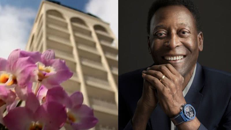 À esquerda imagem do Memorial Necrópole Ecumênica e à direita imagem de Pelé - Reprodução / Vídeo e Getty Images