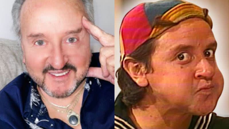 Carlos Villagrán atualmente e como Quico em episódio de 'Chaves' - Reprodução/Instagram/carlos_kiko1 e Divulgação / Televisa