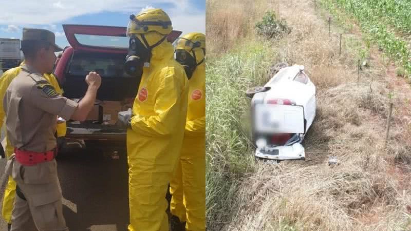 Imagens do acidente do carro que transportava material radioativo - Corpo de Bombeiros de Goiás