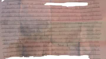 Trecho da carta enviada pela vítima para a escola do filho - Divulgação/PCMS