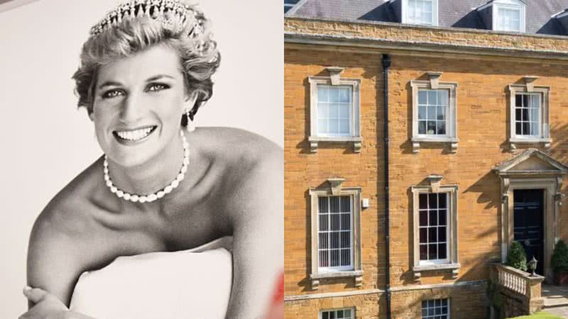 Retrato da princesa Diana e a mansão da família Spencer - Getty Images e Reprodução / Jackson-Stops / BNPS