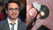 O ator Robert Downey Jr. e o chiclete à venda em mercado online - Getty Images e Divulgação / EBay