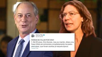 Patricia Pillar em montagem com Ciro Gomes com o tweet - Divulgação / Festival do Rio - Getty Images - Divulgação / Twitter