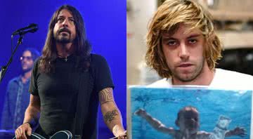 O músico Dave Grohl e Spencer Elden segurando o disco 'Nevermind', respectivamente - Getty Images/Divulgação/Youtube/John Chapple