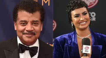 Montagem com fotografia de Neil deGrasse Tyson e Demi Lovato - Getty Images