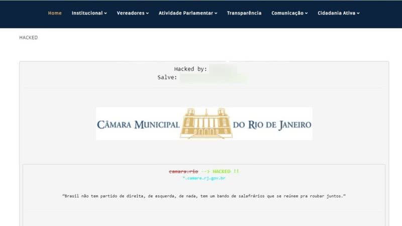 Tela inicial do site da Câmara Municipal do Rio - Divulgação / G1