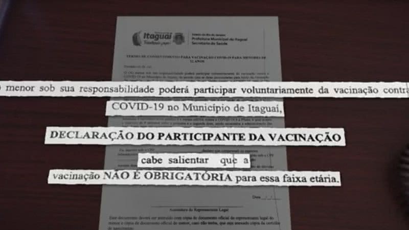 Trecho do termo de responsabilidade exigido em Itaguaí - Divulgação / TV Globo