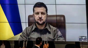 Zelensky, por videochamada, discursa no Parlamento Alemão - Getty Images