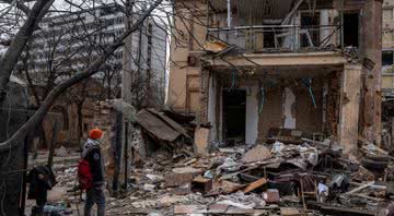 Cidade de Kharkiv destruída pelas bombas - Getty Images