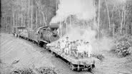 Autoridades durante inauguração de trecho da ferrovia - Domínio público / José Rosael / HélioNobre / Museu Paulista da USP