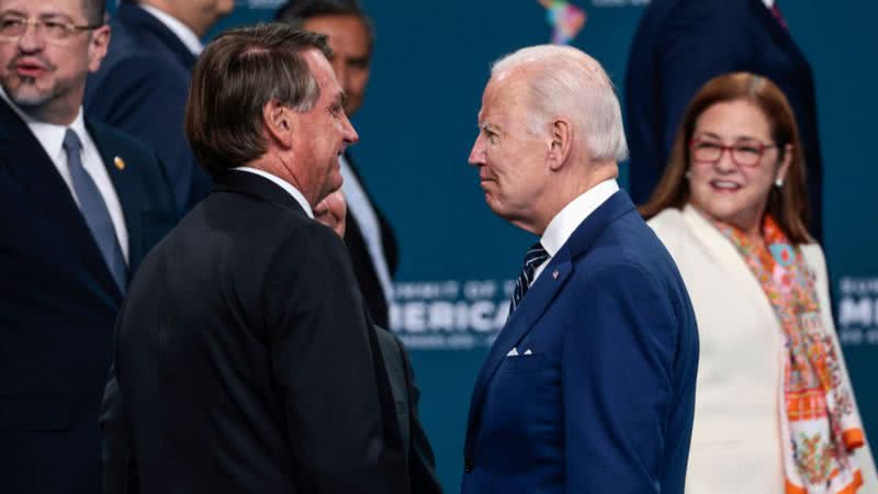 Jair Bolsonaro e Joe Biden durante encontro nos EUA - Getty Images