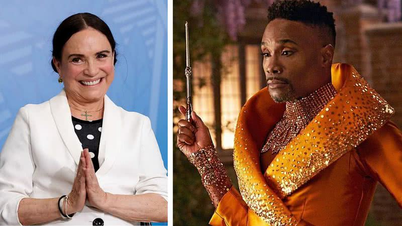 Regina Duarte e o ator Billy Porter como fada madrinha - Wikimedia Commons / Palácio do Planalto e divulgação / Amazon Prime Video