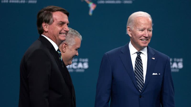 Jair Bolsonaro durante encontro com Joe Biden - Getty Images