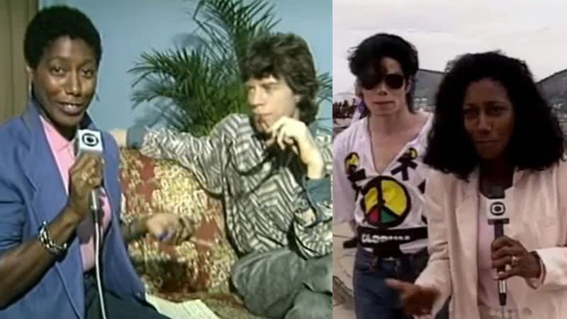 Glória Maria com os astros Mick Jagger e Michael Jackson - Divulgação / vídeo / Youtube