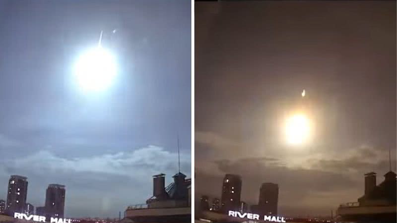 Queda de satélite provocou clarão no céu de Kiev - Divulgação / vídeo / UOL