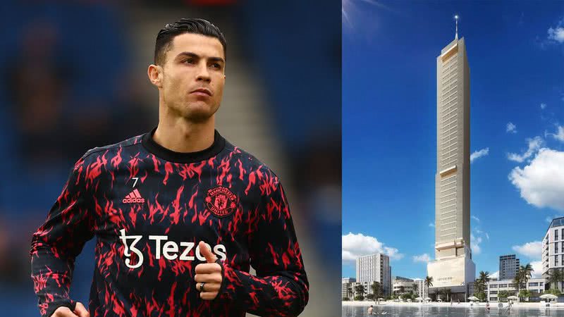 Cristiano Ronaldo e proejto da Imperium Tower - Getty Images e Divulgação/ Redes Sociais