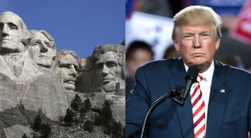 O Monte Rushmore e o presidente dos EUA, Donald Trump - Wikimedia Commons/Montagem Divulgação