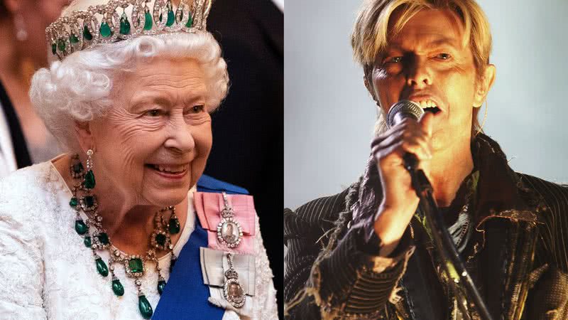 Á esquerda rainha Elizabeth II e à direita o cantor David Bowie - Getty Images