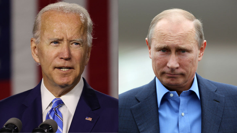 Joe Biden (à esquerda) e Vladimir Putin (à direita) - Getty Images