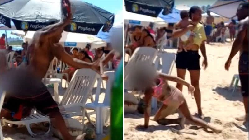 Homem agrediu as filhas em praia de Salvador - Divulgação / Redes sociais