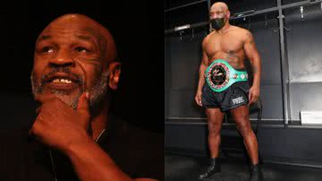 Mike Tyson acusa plataforma de streaming de roubar sua história e não o pagar por isso - Foto de Al Bello na GettyImages e Foto de Joe Scarnici na GettyImages