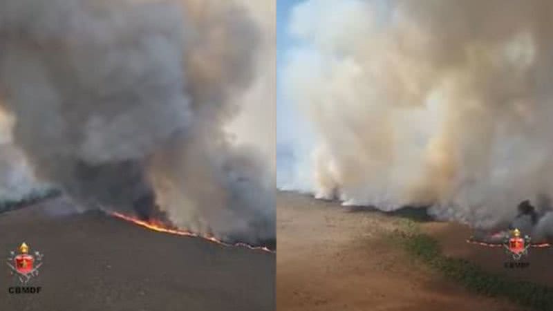 Imagens do incêndio no Parque Nacional de Brasília - reprodução/Vídeo/Metrópolis