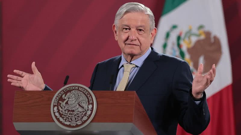 Presidente do México durante um pronunciamento feito para a mídia local - Getty Images