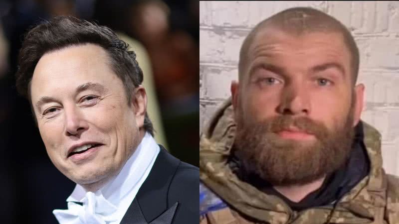 Elon Musk e comandante ucraniano Serhiy Volynsky - Getty Images / Divulgação/Facebook/serjvlk