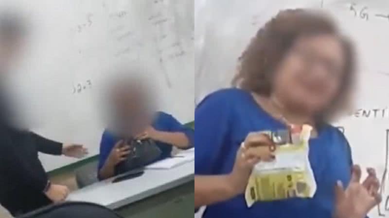 Aluno entrega esponja de aço para professora negra no DF - Reprodução/Vídeo