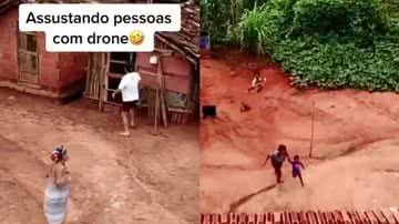 Vídeo mostra moradores assustados com presença de drone - Reprodução/Vídeo