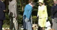 A rainha Elizabeth II com cães da raça corgi em evento de 2002 - Getty Images