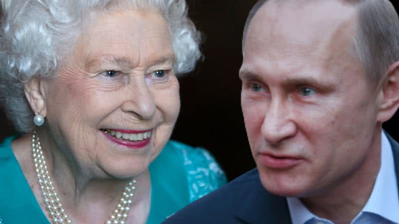 Elizabeth II em montagem com Putin - Getty Images