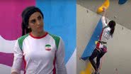 Trechos da participação da atleta sem o hijab - Divulgação/ Youtube/ International Federation of Sport Climbing