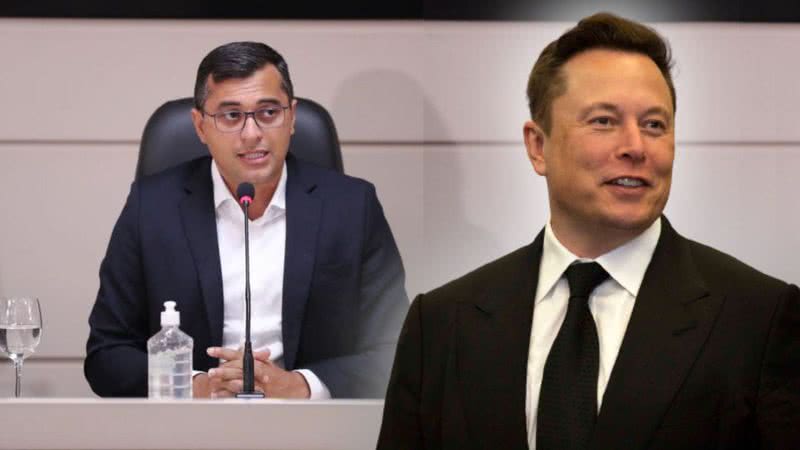 Governador do AM, Wilson Lima, em montagem com Elon Musk - Lucas Silva / Secom / Getty Images