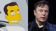 Elon Musk em Os Simpsons e na vida real - Divulgação e Getty Images