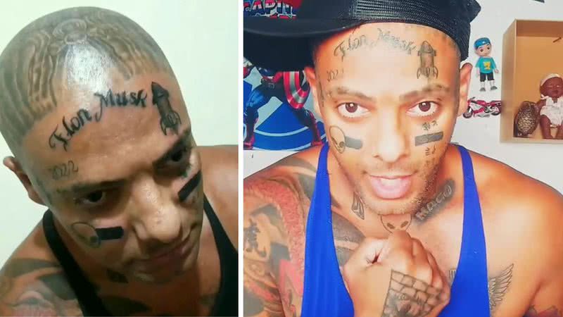 Fotografias de Rodrigo América após a tatuagem - Divulgação/ Redes Sociais