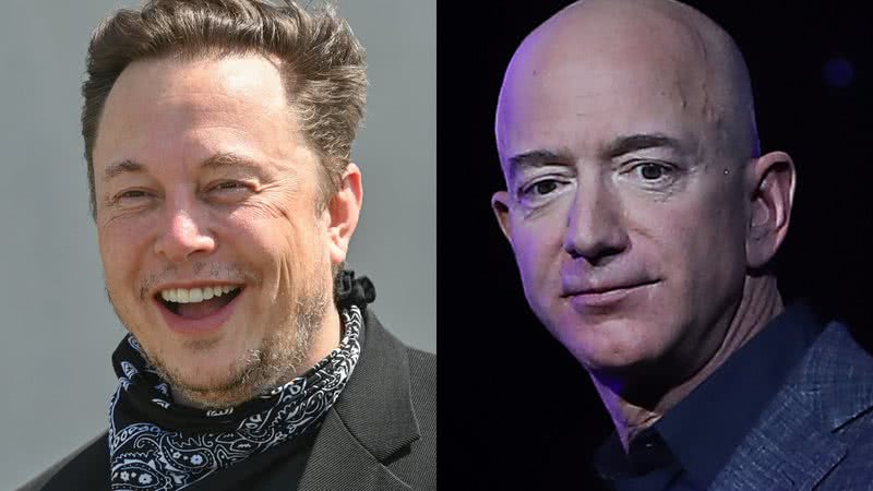 Elon Musk (à esqu.) e Jeff Bezos (à dir.) - Getty Images