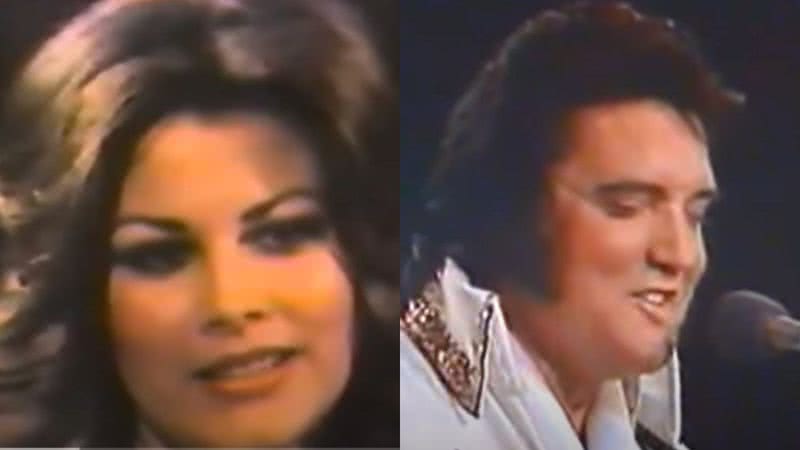 Ginger Alden em entrevista e Elvis Presley em último show - Divulgação/Youtube /  Elvis 100% - Still Rockin'! / rosi kalau