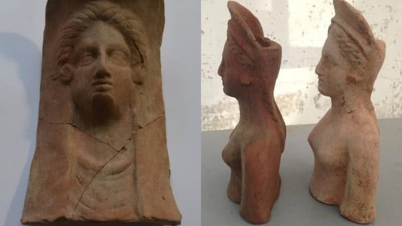 Fotografia das estatuetas encontradas - Divulgação