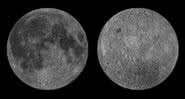 Comparação entre o lado visível (esq.) e oculto (dir.) da Lua - Divulgação/NASA